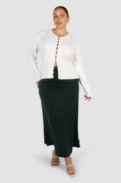 Fayt Skirts | BIANCA SLIP MIDI SKIRT DEEP GREEN