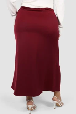 Fayt Skirts | BIANCA SLIP MIDI SKIRT MERLOT