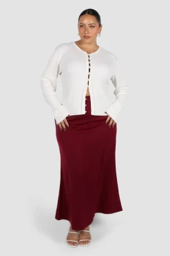 Fayt Skirts | BIANCA SLIP MIDI SKIRT MERLOT