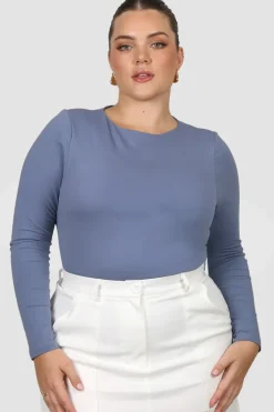 Fayt Tops | BUTTERY LONG SLEEVE STEEL BLUE