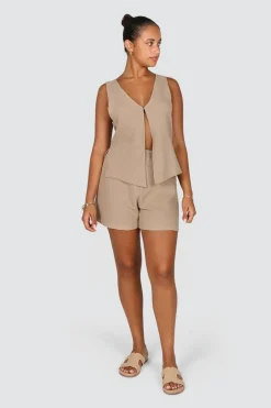 Fayt Shorts | CAPRI WAFFLE SHORTS BISCUIT