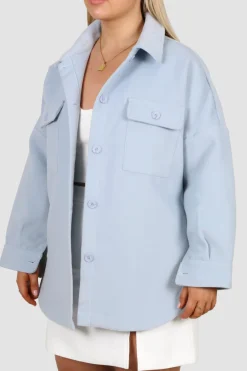 Fayt Jackets, Knits & Coats | CONCORD UNISEX SHACKET POWDER BLUE