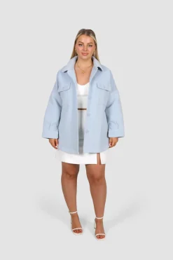 Fayt Jackets, Knits & Coats | CONCORD UNISEX SHACKET POWDER BLUE