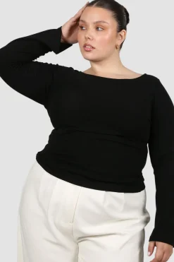 Fayt Tops | Jackets, Knits & Coats | DAKOTA RIBBED TOP BLACK