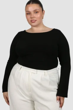 Fayt Tops | Jackets, Knits & Coats | DAKOTA RIBBED TOP BLACK