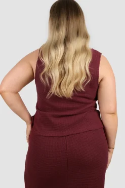 Fayt Tops | Sets | EVIE WAFFLE TOP MERLOT