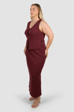 Fayt Tops | Sets | EVIE WAFFLE TOP MERLOT