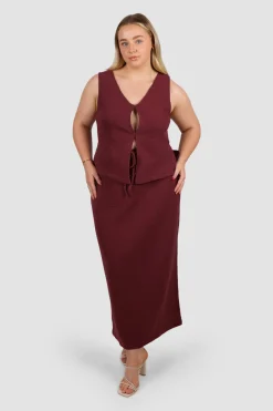 Fayt Tops | Sets | EVIE WAFFLE TOP MERLOT