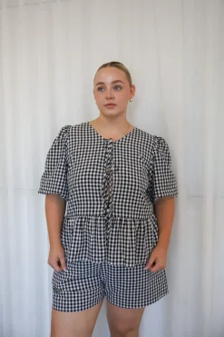 Fayt Tops | Sets | FAWN TOP B&W GINGHAM