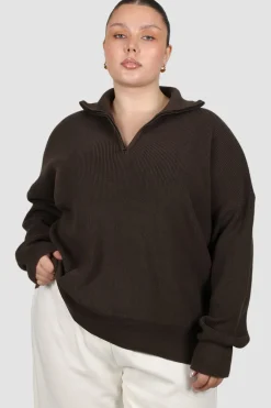 Fayt Tops | Sweaters & Knits | FLETCHER ZIP KNIT ESPRESSO