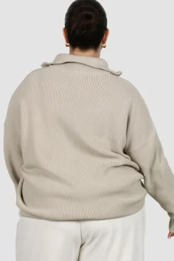 Fayt Tops | Sweaters & Knits | FLETCHER ZIP KNIT STONE