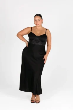 Fayt Dresses | Dresses | MARGOT SILKY SLIP MIDI DRESS BLACK