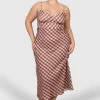 Fayt Dresses | Dresses | MARGOT SLIP MIDI DRESS BROWN CHECK