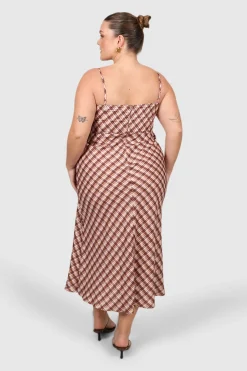 Fayt Dresses | Dresses | MARGOT SLIP MIDI DRESS BROWN CHECK