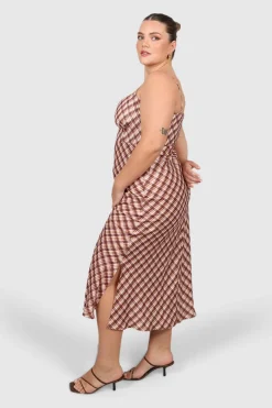Fayt Dresses | Dresses | MARGOT SLIP MIDI DRESS BROWN CHECK