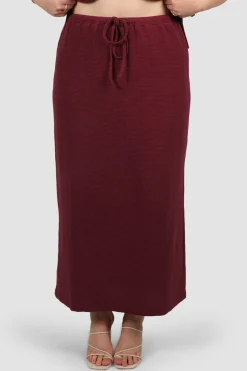 Fayt Skirts | Sets | MARLEY WAFFLE MAXI SKIRT MERLOT