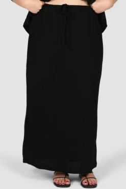 Fayt Skirts | MARLEY WAFFLE MAXI SKIRT BLACK
