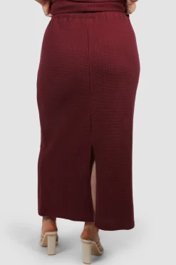 Fayt Skirts | Sets | MARLEY WAFFLE MAXI SKIRT MERLOT