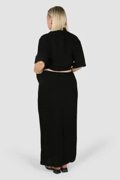 Fayt Skirts | MARLEY WAFFLE MAXI SKIRT BLACK