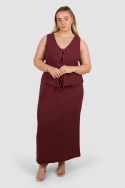 Fayt Skirts | Sets | MARLEY WAFFLE MAXI SKIRT MERLOT