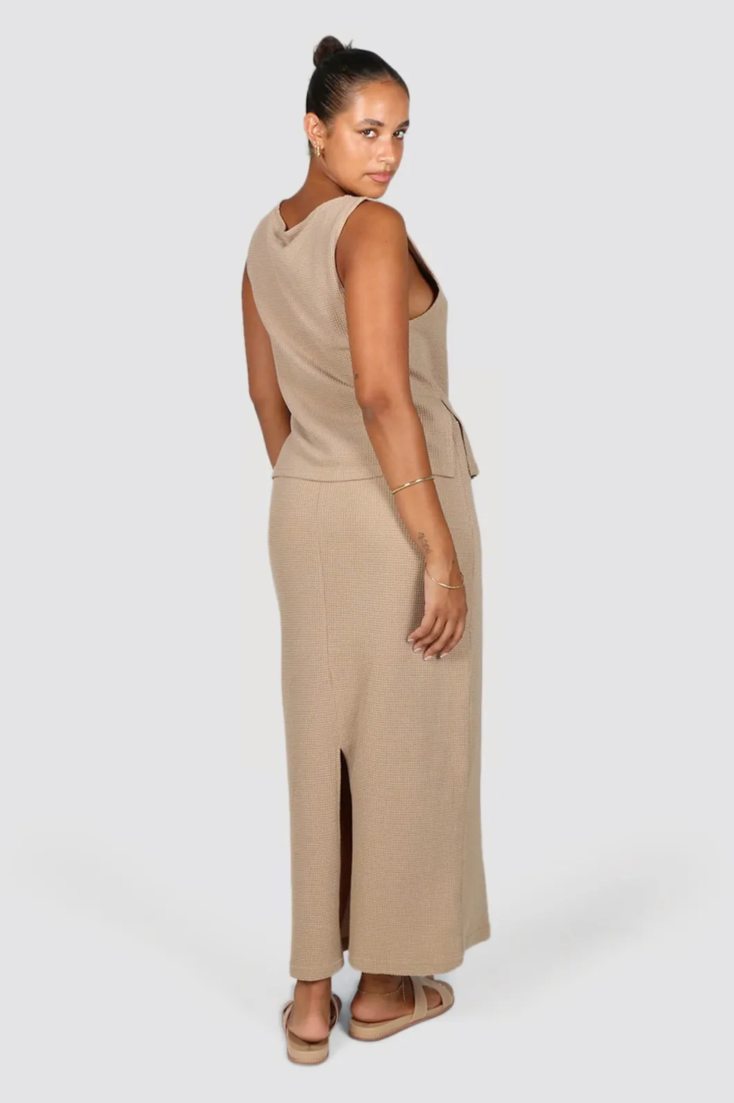 Fayt Skirts | MARLEY WAFFLE MAXI SKIRT BISCUIT