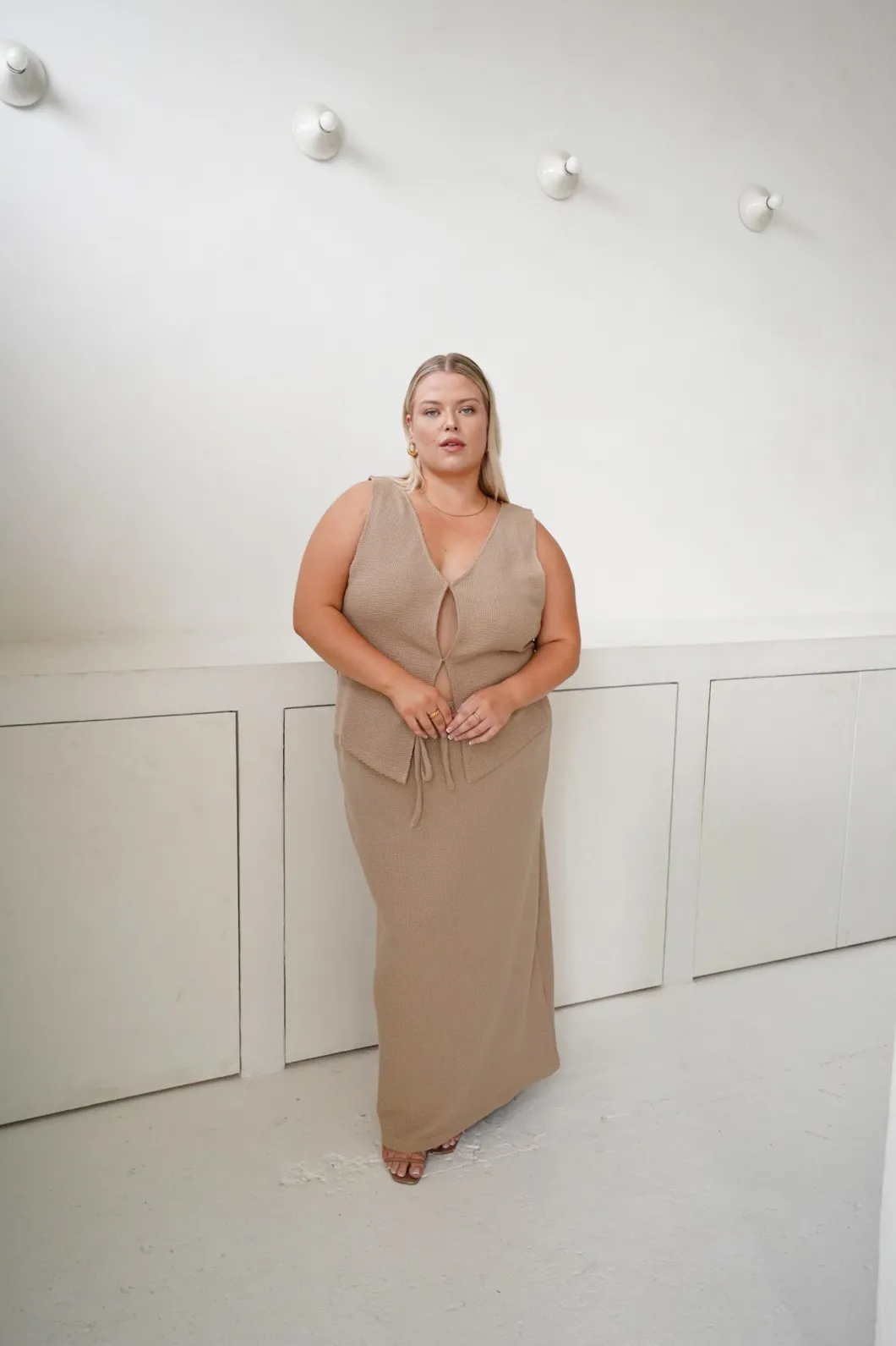 Fayt Skirts | MARLEY WAFFLE MAXI SKIRT BISCUIT