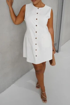 Fayt Dresses | Dresses | MAVEN BUTTON DRESS WHITE