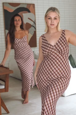 Fayt Dresses | Dresses | NATALIA DRESS BROWN CHECK