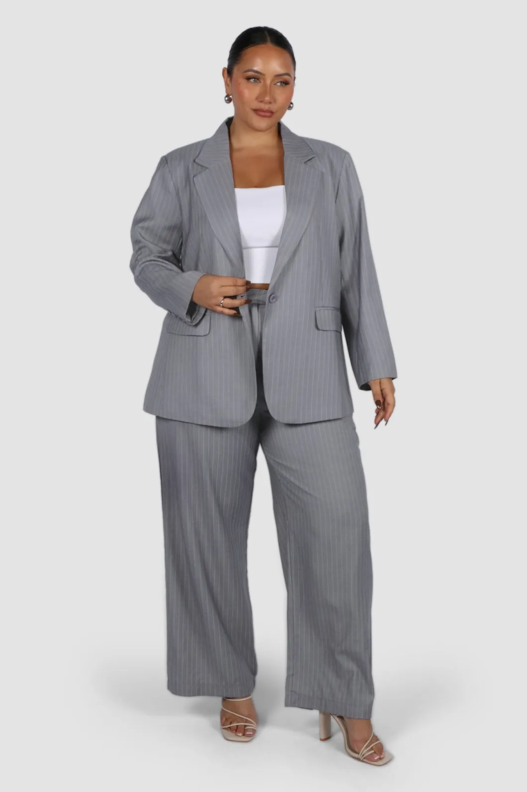 Fayt Tops | Jackets, Knits & Coats | PORSCHA BLAZER LIGHT GREY PINSTRIPE