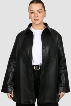 Fayt Tops | Jackets, Knits & Coats | RAIDEN PU LEATHER JACKET BLACK