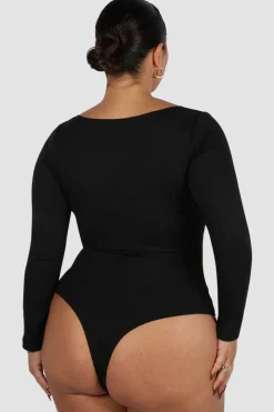 Fayt Tops | SCOOP NECK BODYSUIT BLACK