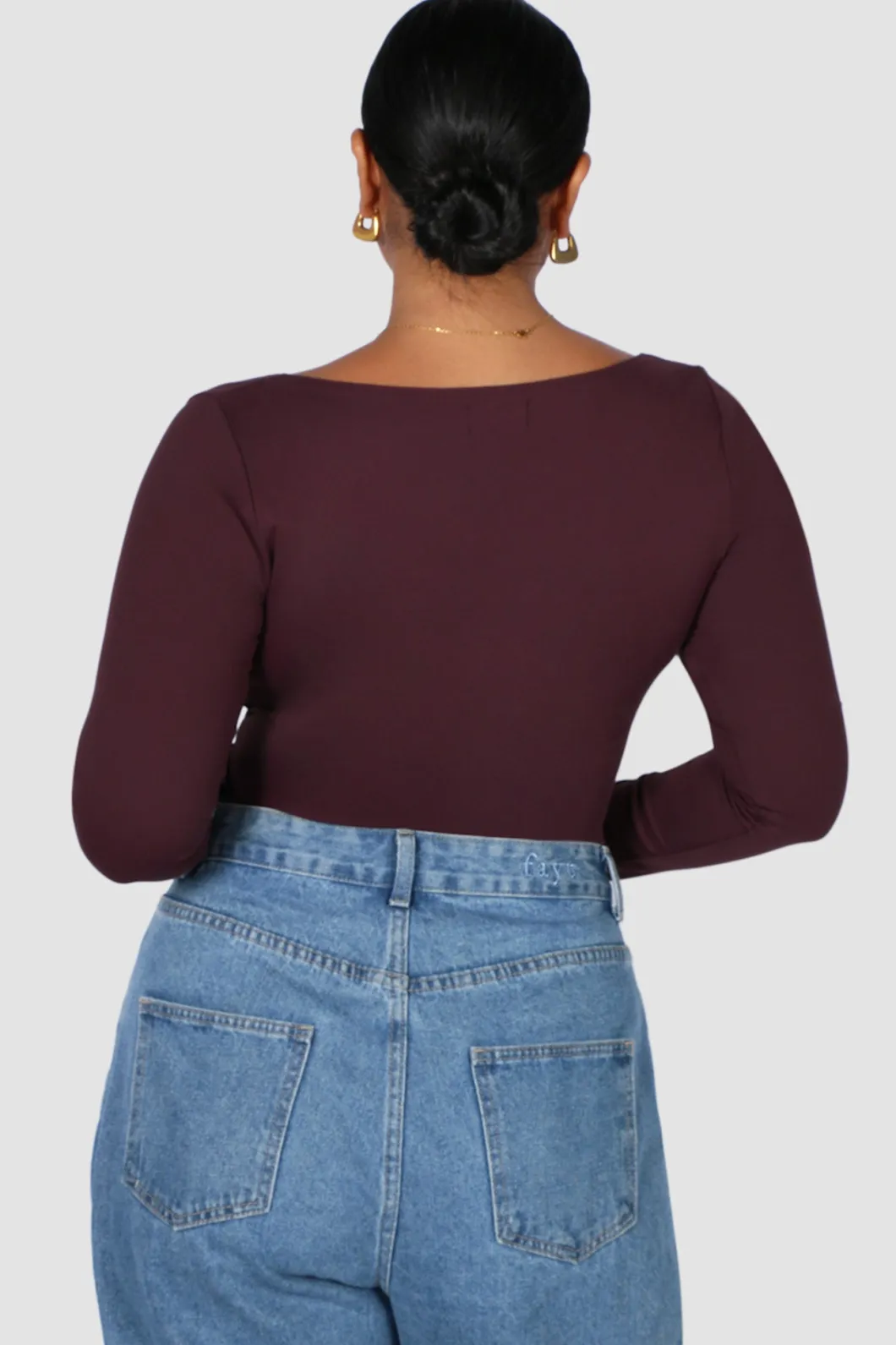 Fayt Tops | SCOOP NECK BODYSUIT DEEP PLUM