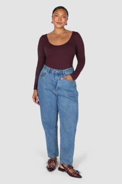 Fayt Tops | SCOOP NECK BODYSUIT DEEP PLUM