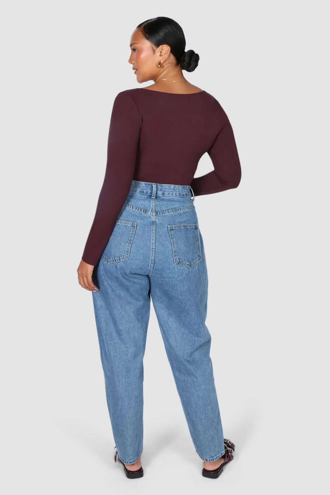 Fayt Tops | SCOOP NECK BODYSUIT DEEP PLUM