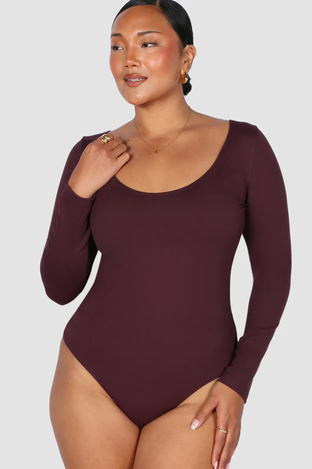 Fayt Tops | SCOOP NECK BODYSUIT DEEP PLUM