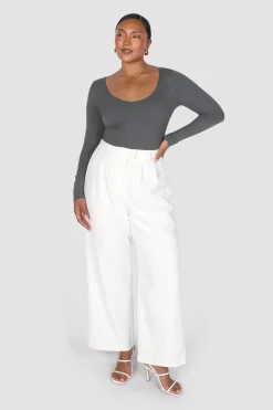 Fayt Tops | SCOOP NECK BODYSUIT GREY