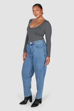 Fayt Tops | SCOOP NECK BODYSUIT GREY