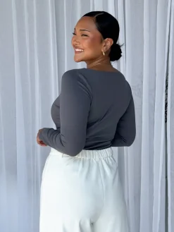 Fayt Tops | SCOOP NECK BODYSUIT GREY