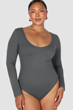 Fayt Tops | SCOOP NECK BODYSUIT GREY