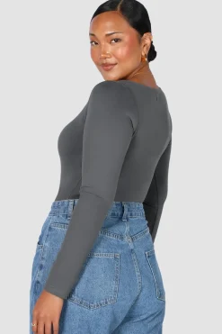 Fayt Tops | SCOOP NECK BODYSUIT GREY
