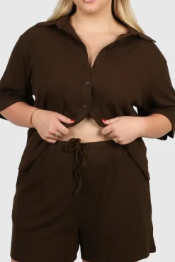 Fayt Tops | Sets | SELIA RIB BUTTON SHIRT ESPRESSO