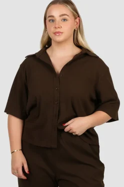 Fayt Tops | Sets | SELIA RIB BUTTON SHIRT ESPRESSO