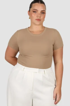 Fayt Tops | S/S BODYSUIT COFFEE
