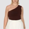 Fayt Tops | SULLIVAN ONE SHOULDER TOP CHOC