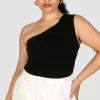Fayt Tops | SULLIVAN ONE SHOULDER TOP BLACK