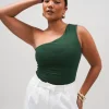 Fayt Tops | SULLIVAN ONE SHOULDER TOP DEEP GREEN
