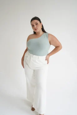 Fayt Tops | SULLIVAN ONE SHOULDER TOP SEAFOAM