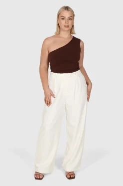 Fayt Tops | SULLIVAN ONE SHOULDER TOP CHOC
