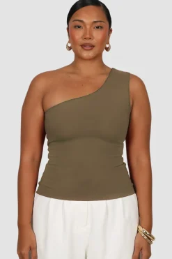 Fayt Tops | SULLIVAN ONE SHOULDER TOP OLIVE