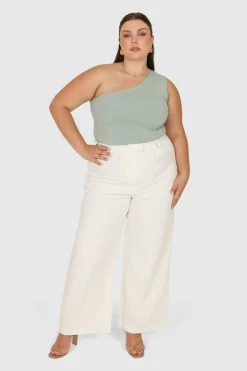 Fayt Tops | SULLIVAN ONE SHOULDER TOP SEAFOAM